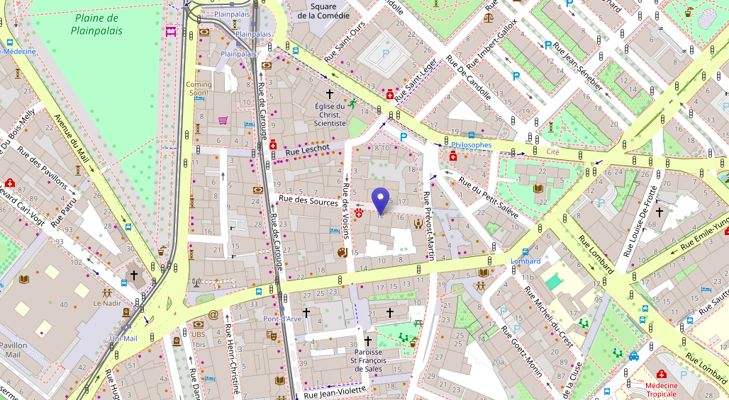 Localisation du cabinet – 12 rue des Sources, Genève